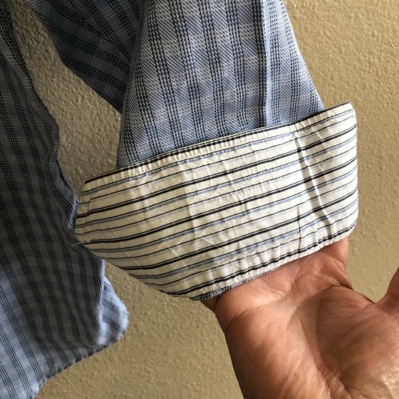 Ted Baker London Light Blue Plaid Button Down Long Sleeves Shirt Size 15 1/2 - Picture 6 of 15